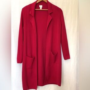 Chico's Vibrant Red Long Cardigan